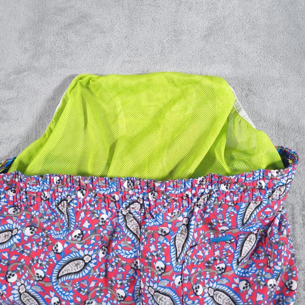Robert Graham Swim Trunks Men 36 Red Paisley Skull‎ Classic Fit Lined Shorts 4